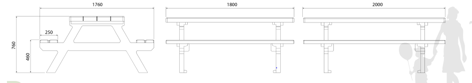 Table de pique-nique monobloc en plastique recyclé - 180 x 176 x 76 cm - Coloris brun - Renforts métalliques_1