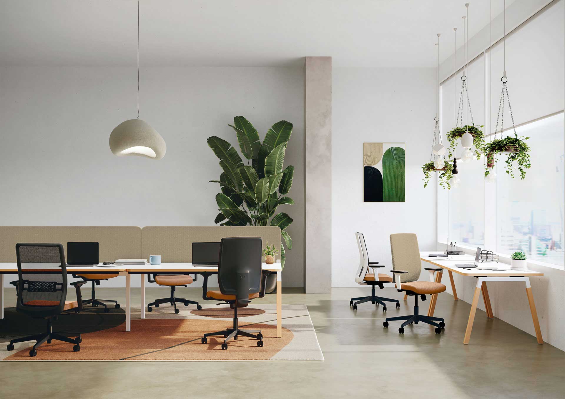 Bureau bench entreprise ergonomique et modulable - Cinétic - Plans de travail face-à-face ou simples, piètements design, fabrication française_1