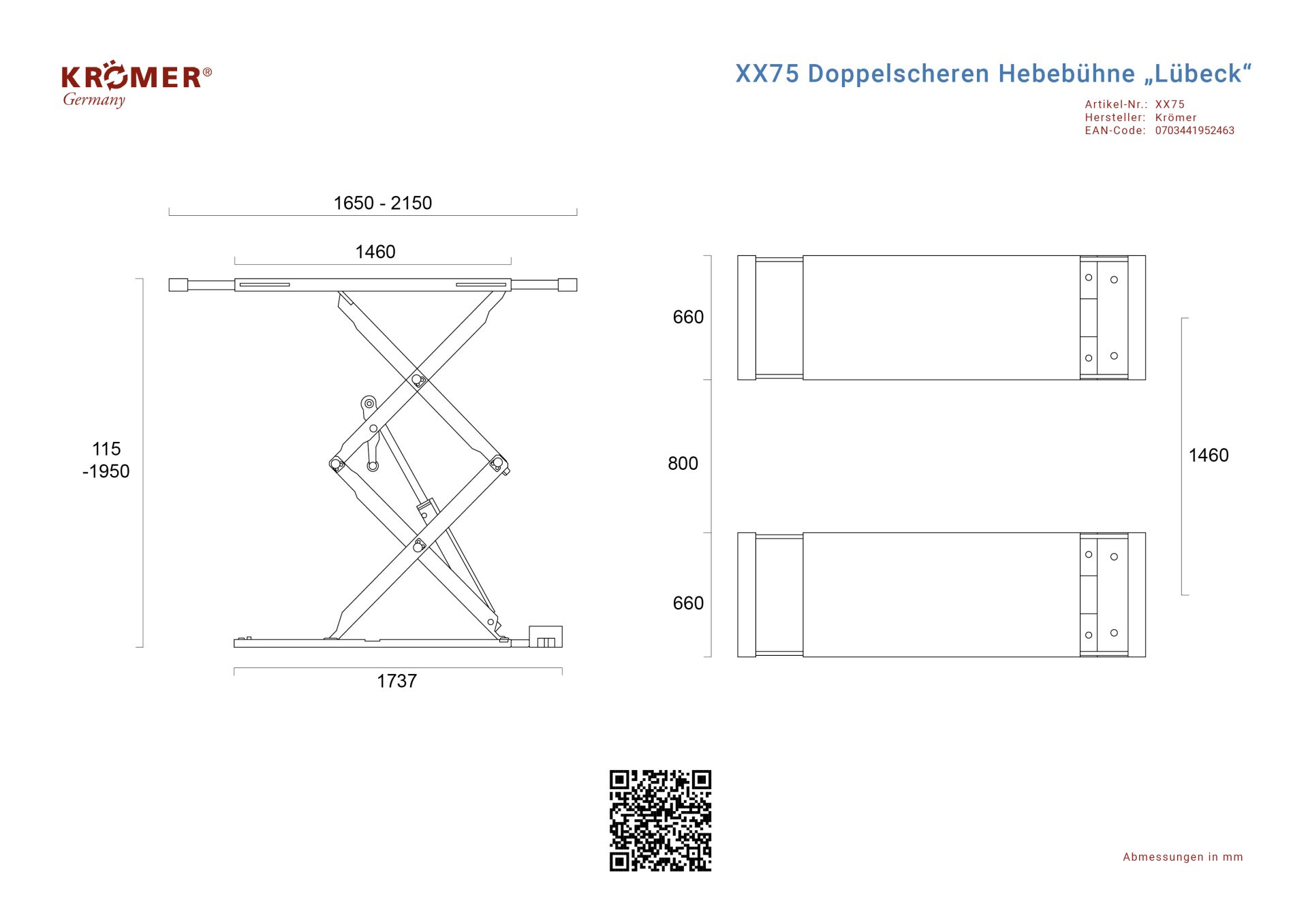 Pont élévateur à double ciseaux encastré pour votre atelier automobile  - XX75 KROEMER_1