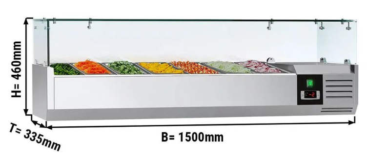 Saladette réfrigérée à poser 7 bacs gn 1/4 - vitrine à ingrédients de 150 cm_1