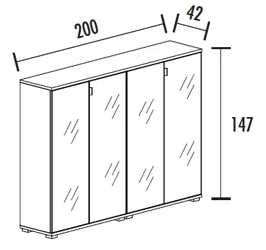 Armoire 4 portes verre 6 étagères (L : 200 cm x P : 42 cm x H : 147 cm) So Laroya_1