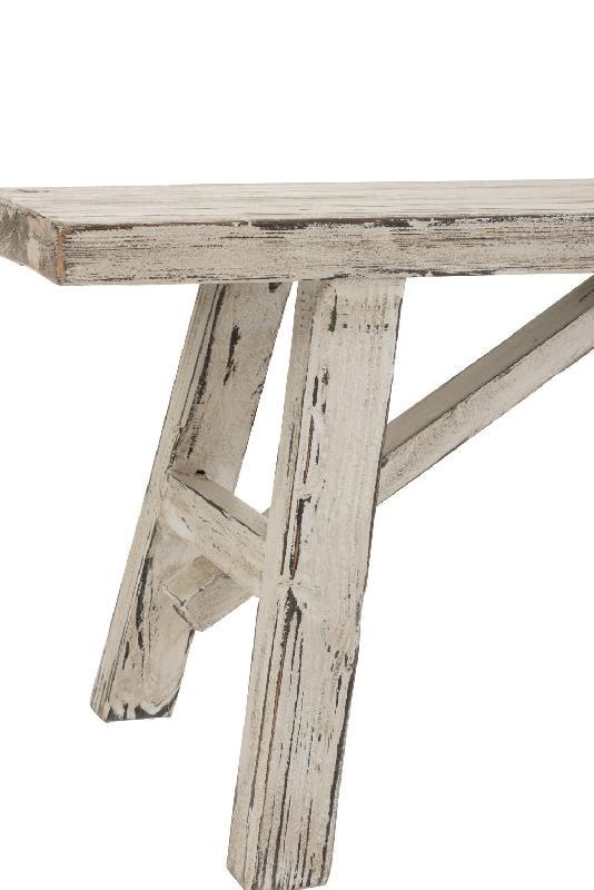 Banc rectangulaire BYZO - Bois blanc délavé - Style bohème - 120 cm x 45 cm x 25 cm_1