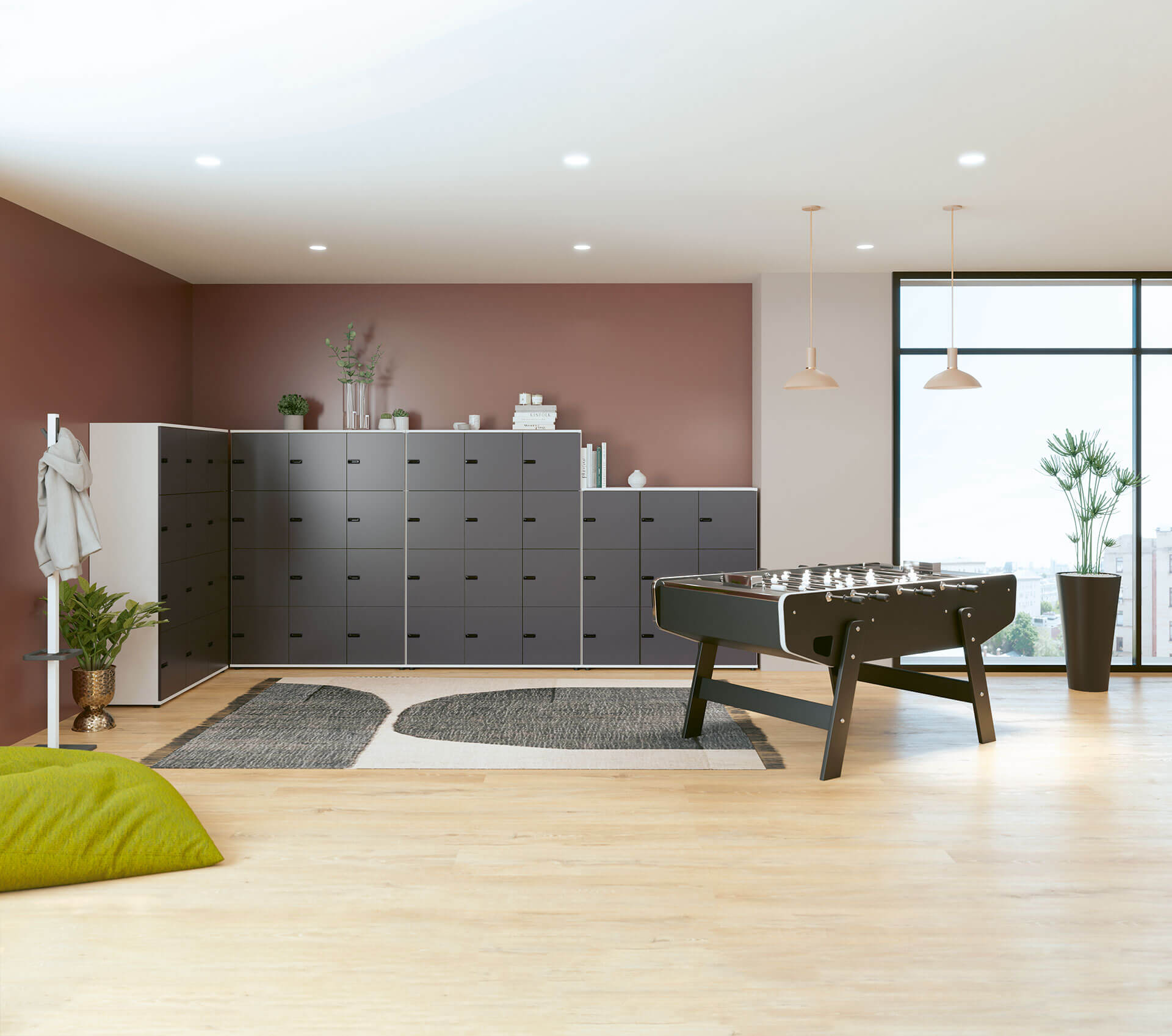 Casier vestiaire 1 porte - 1 triple, 3 simples, 2 cases vides - CUBIK - Dimensions L.120 x H.157,5 cm - 9 coloris disponibles_1