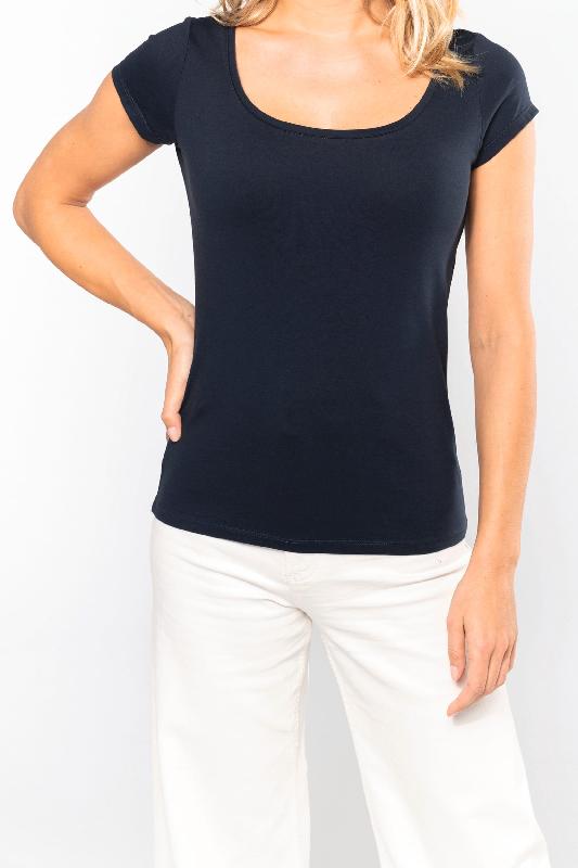 T-shirt col bateau manches courtes femme - Kariban - 100% coton peigné - Réf: K384_1