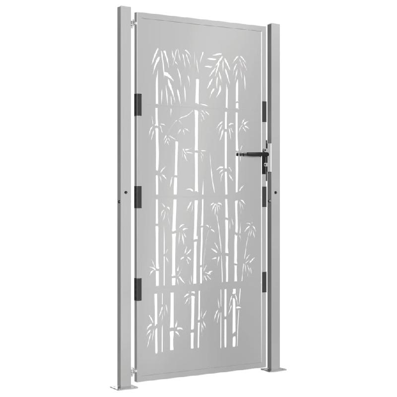 Vidaxl portail de jardin 105x180 cm acier corten design de bambou 153188_1