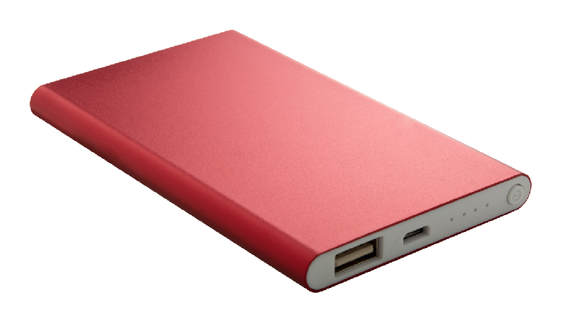 Power bank en aluminium - Batterie 4000 mAh - Câble micro USB inclus - Couleur rouge_1