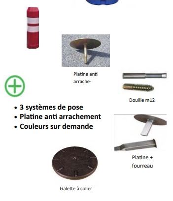 Balise de parking et autres couleurs - Type J - Polyéthylène soufflé - Hauteur 735 mm_1