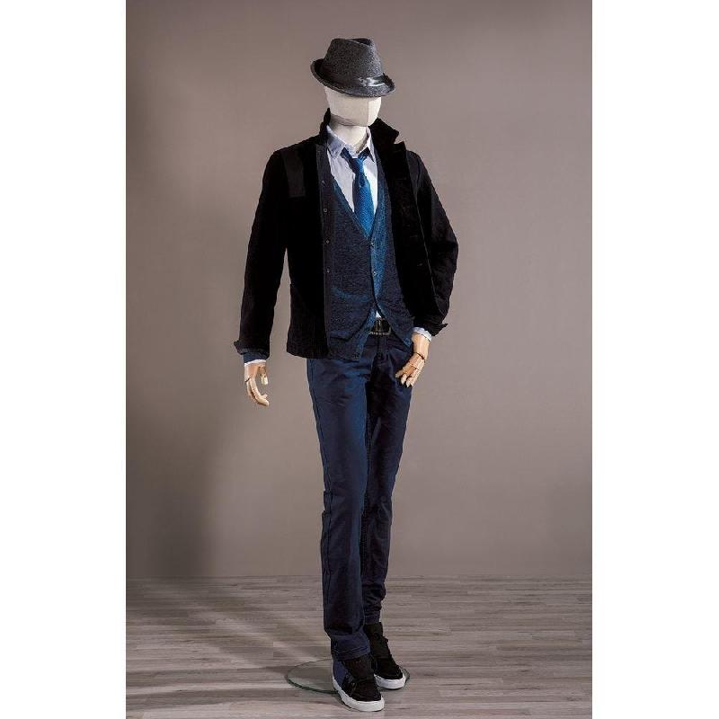 Mannequin homme Vintage - tête et buste en lin écru - jambes en fibre de verre écru_1