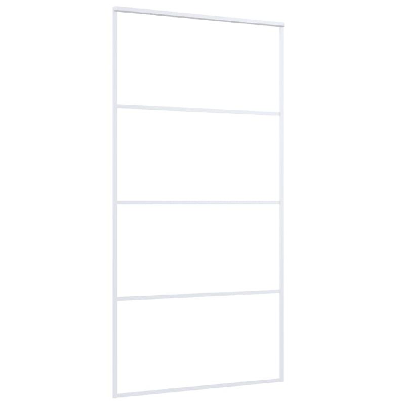 Vidaxl porte coulissante verre esg dépoli aluminium 102,5x205 cm blanc 151665_1