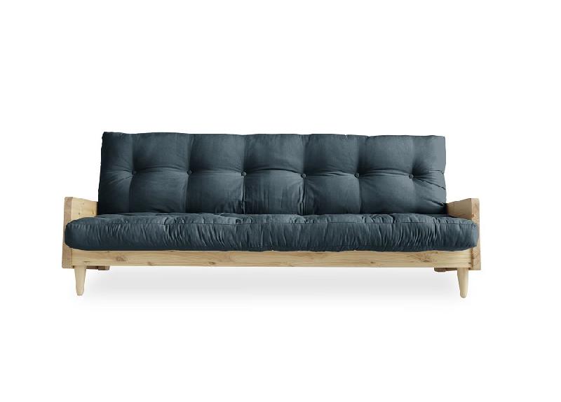 Canapé 3 places convertible Indie - Style scandinave - Futon bleu pétrole - Couchage 130x190 cm - Karup_1
