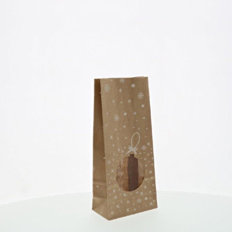 Sachet confiseur kraft Snow à fenêtre boule 9x5x20,5cm - par 100_1