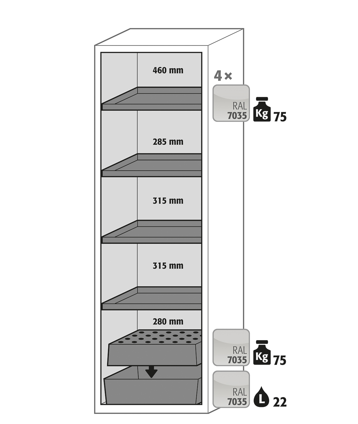 Armoire de sécurité S-CLASSIC-90 modèle S90.196.060.WDASR - Réf 30230-002-34388 - Type 90 pour substances inflammables selon NF EN 14470-1_1