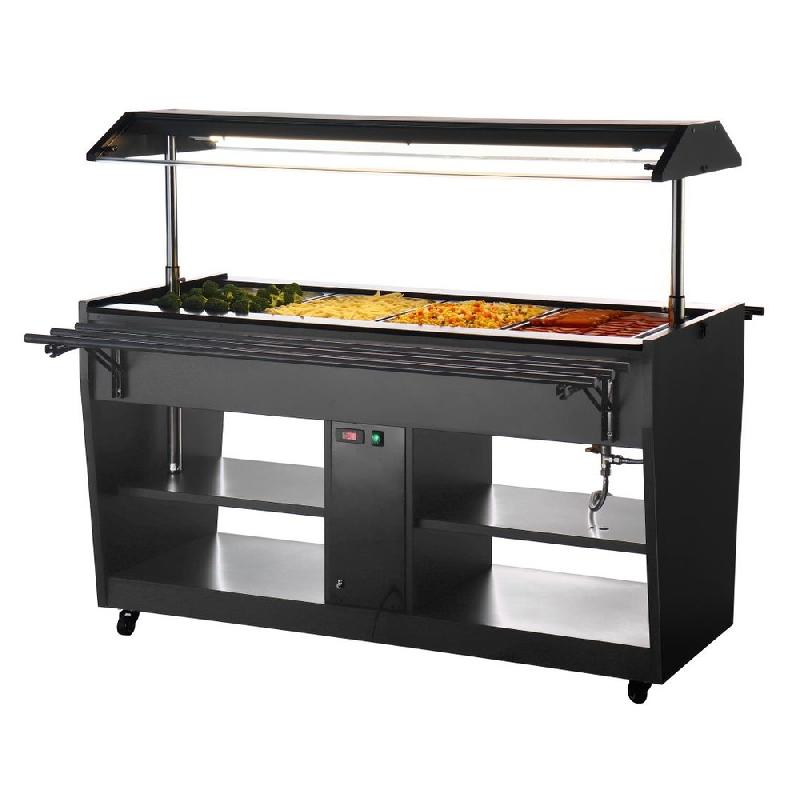 Buffet central chauffant Buffalo - 4 x GN 1/1 - Bain-marie -Éclairage LED | JA179_1
