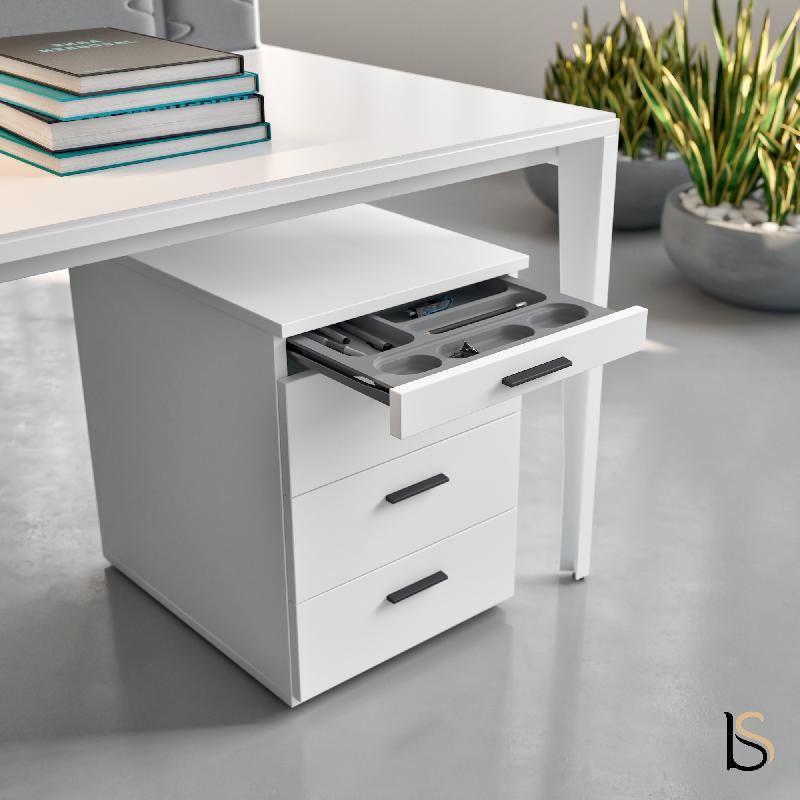Caisson mobile 3 tiroirs  + 1 plumier  - QUADRIFOGLIO - Blanc_1