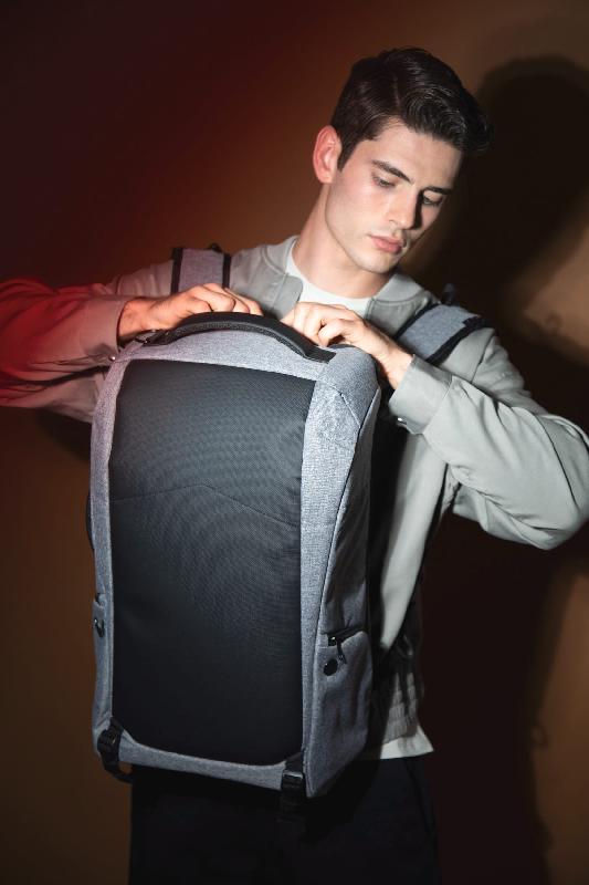 Sac à dos antivol en polyester - Réf: KI0931 - Kimood - Fermeture TSA, protection RFID, port USB_1