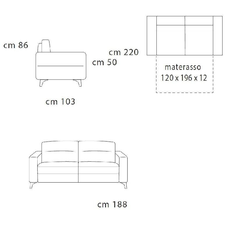 Virginia canapé-lit ouverture express 120x196 cm - ouverture assistée - tissu marron chocolat - fabrication italienne_1