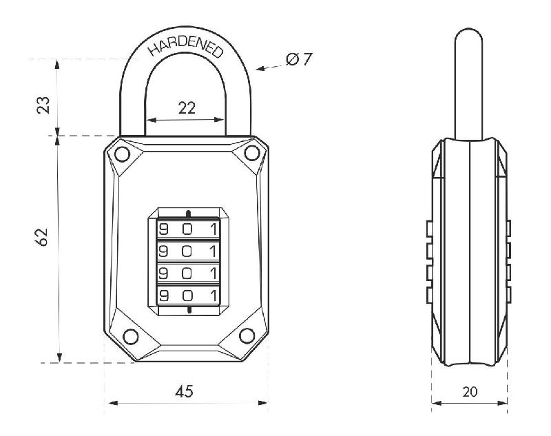 Cadenas à code X 45mm - combinaison modifiable - corps en alliage moulé - marque Thirard_1