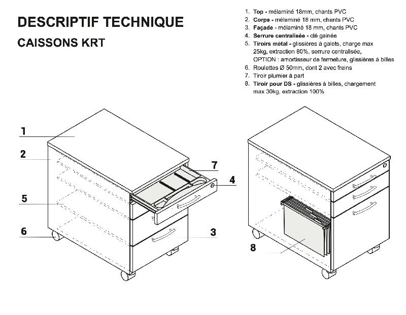 Caisson mobile pour dossiers suspendus - MDD - 3 tiroirs, Bouleau clair_1