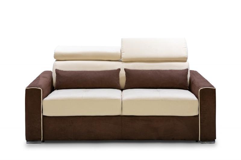 Canapé convertible express Canberra 140cm - Matelas 16cm - Microfibre crème et marron - Design italien_1