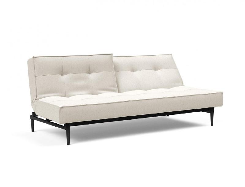 Innovation Living - Canapé-lit Splitback Styletto 115x210 cm - Pieds chêne noir - Tissu bouclé Off White_1