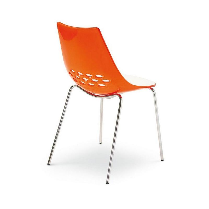 Lot de 2 chaises design JAM - piétement métal chromé - assise bicolore blanche et orange - fabrication italienne_1