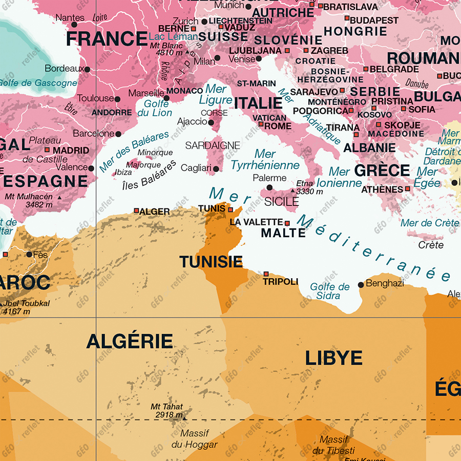 Mappemonde modèle old school - poster plastifié A0 - 84,1x118,9 cm - Société Géo Reflet_1