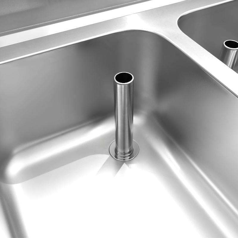 Plonge inox 2 bacs avec égouttoir avec étagère - P 600 mm - 1600_1