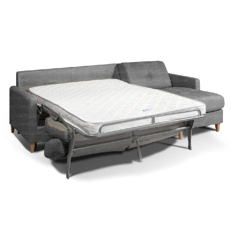 Canapé d'angle scandinave Renatonisi Tweed Graphite - Matelas 16 cm - Système express avec sommier à lattes 140x197 cm_1