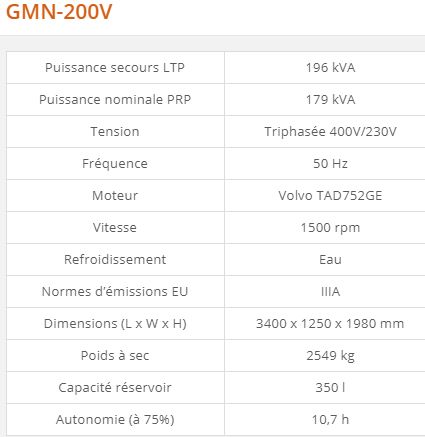 GMN-200V - Groupe électrogène industriel Generac 196 kVA - Série GMN Euro, moteur diesel conforme normes IIIA_1