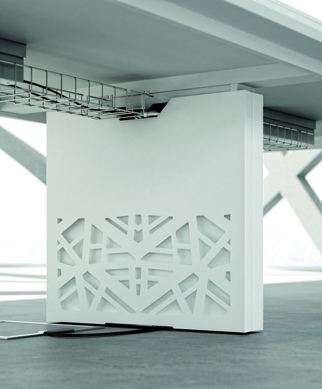 Grande table de réunion X8 avec plateaux laqués Officity. - Blanc 9010, 640, Gris beige Ral 7006_1