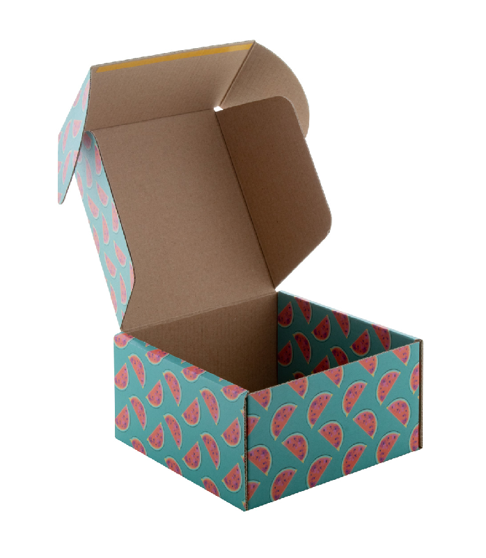 Boîte postale en carton ondulé personnalisée - impression couleur - carrée avec bande auto-scellante_1