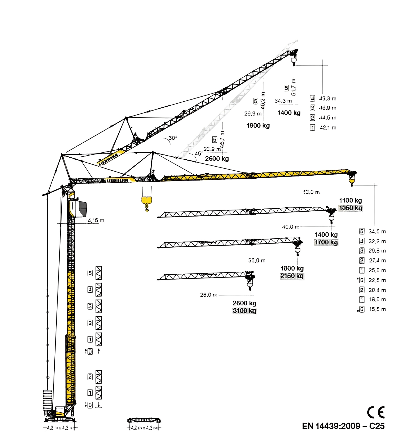 Grue à montage rapide 65 K.1 avec portée maximale de 43 mètres