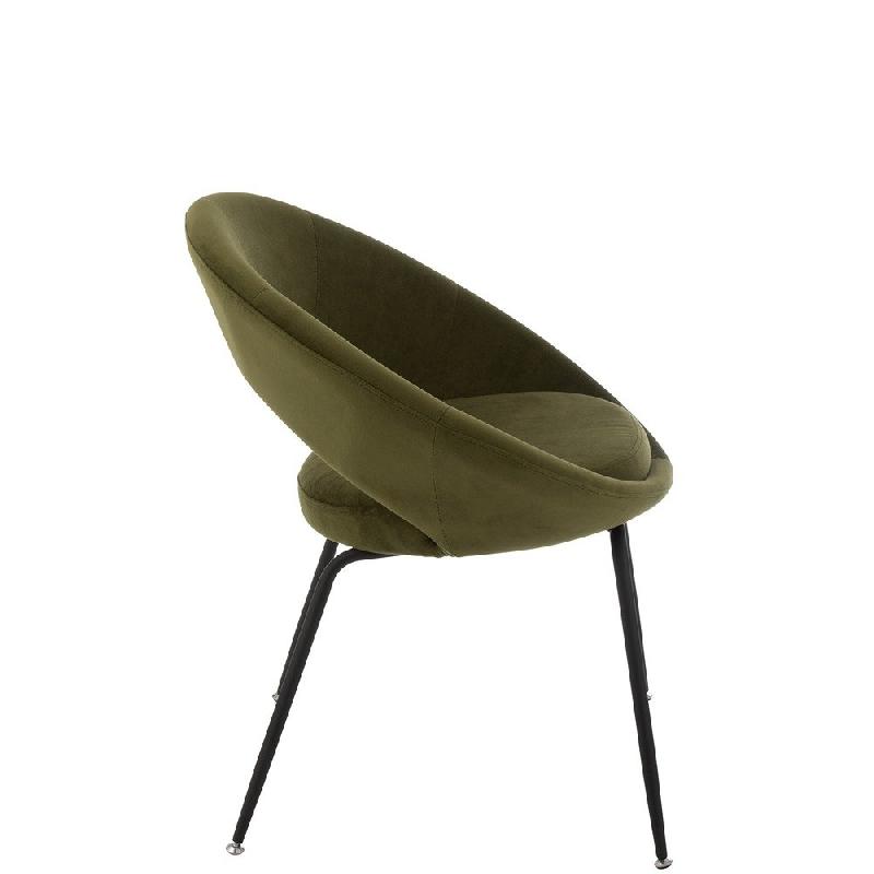Chaise ronde TROE avec trou - Vert - Siège confortable avec accoudoirs - Piètement en métal noir_1