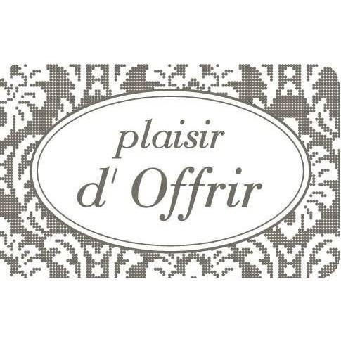 Étiquette cadeau adhésive 'Plaisir d'offrir' broderie gris 35x22mm - par 500_1