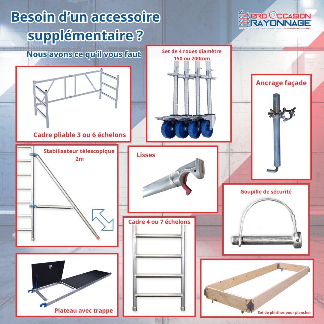 Kit échafaudage pliable - Neuf - Hauteur de travail : 4,40 mètres (Modèle AVEC stabilisateurs télescopiques)_1