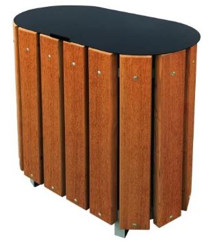 Corbeille Vigo Bi Flux en bois exotique traité - 2 x 48L ou 2 x 63L - avec ou sans couvercle_1