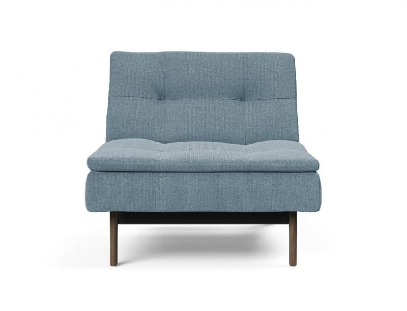 Fauteuil design convertible lit Dublexo Eik - 90x115 cm - Pieds chêne fumé - Tissu Soft Indigo_1