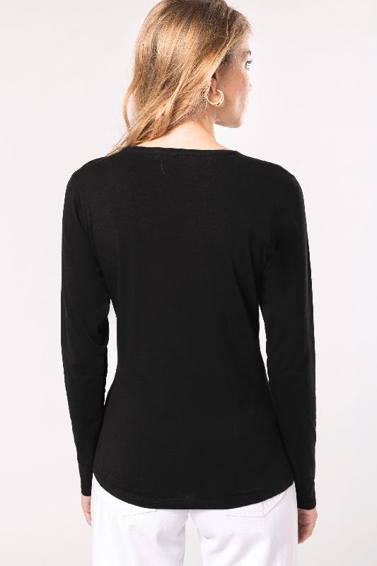 T-shirt col rond manches longues femme - Kariban - Réf: K3017 - 97% coton, 3% élasthanne_1