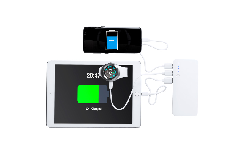 Power Bank USB en plastique - 3 ports de charge - batterie 10000 mAh - bleu - 290 gr_1