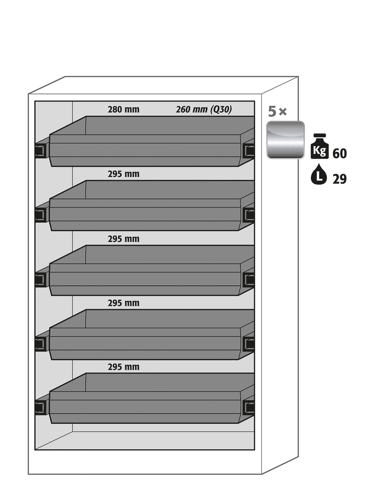 Armoire de sécurité anti-feu Q-CLASSIC-90 modèle Q90.195.120 - Réf 30001-040-33652 - Type 90, portes battantes, certifiée NF EN 14470-1_1