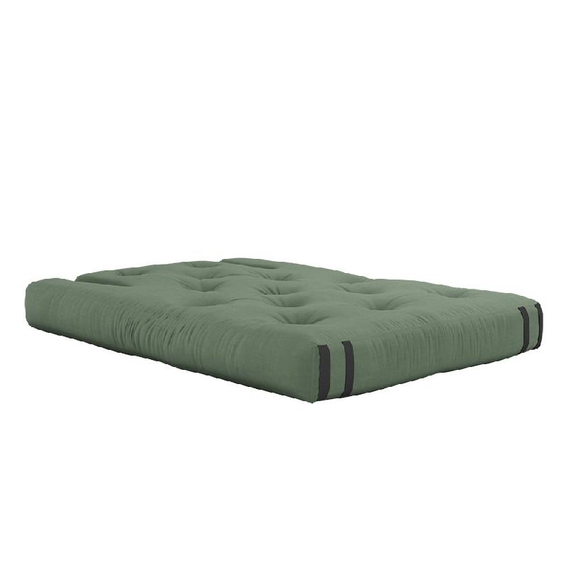 Canapé futon convertible HIPPO SOFA - couleur vert olive - matelas confortable 140x200 cm_1