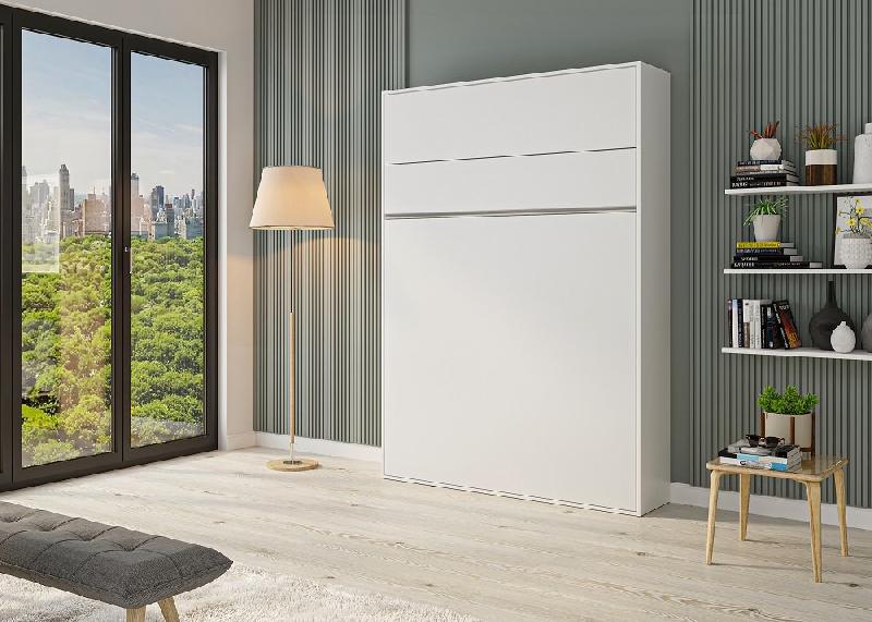 Armoire lit escamotable Genius blanc mat - ouverture assistée - couchage 140x200 cm - fabrication européenne_1