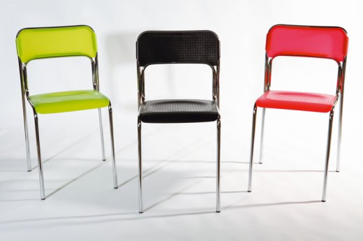 Lot de 2 chaises empilables Fidji - Référence 8499 CP A - Assise semi-transparente, structure acier chromé_1