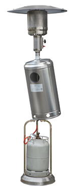 Parasol chauffant gaz en inox - 12 kW - usage extérieur - dôme réflecteur alu_1