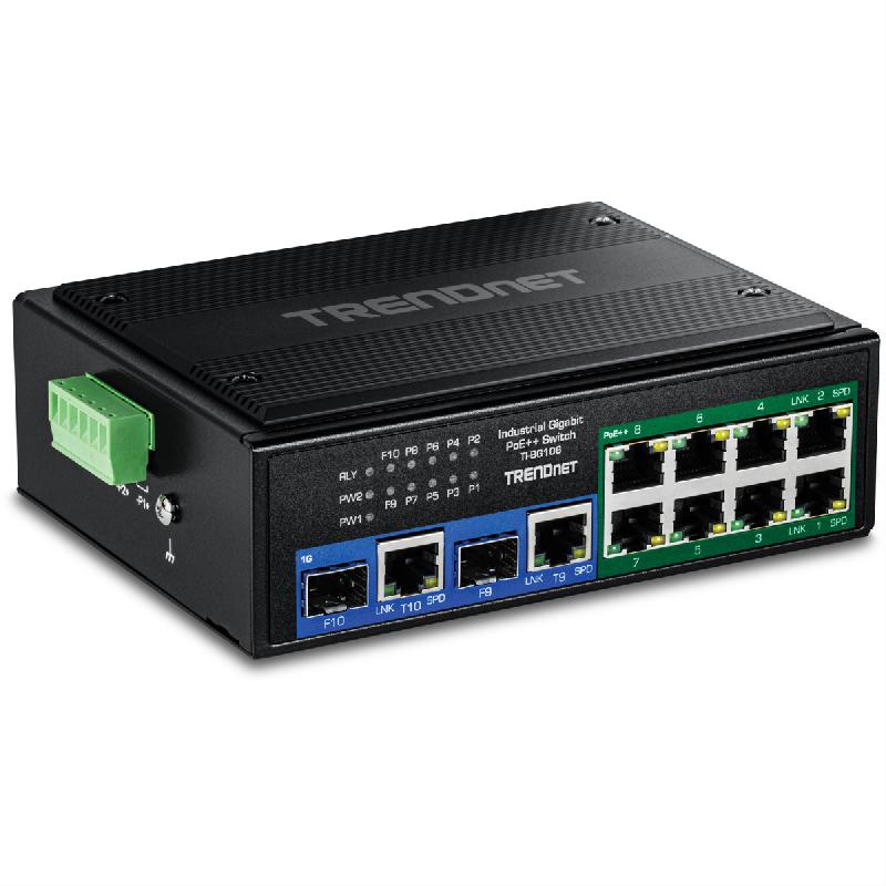 TRENDnet TI-BG108 Switch Rail DIN PoE++ 400W Gigabit industriel à 10 ports_1