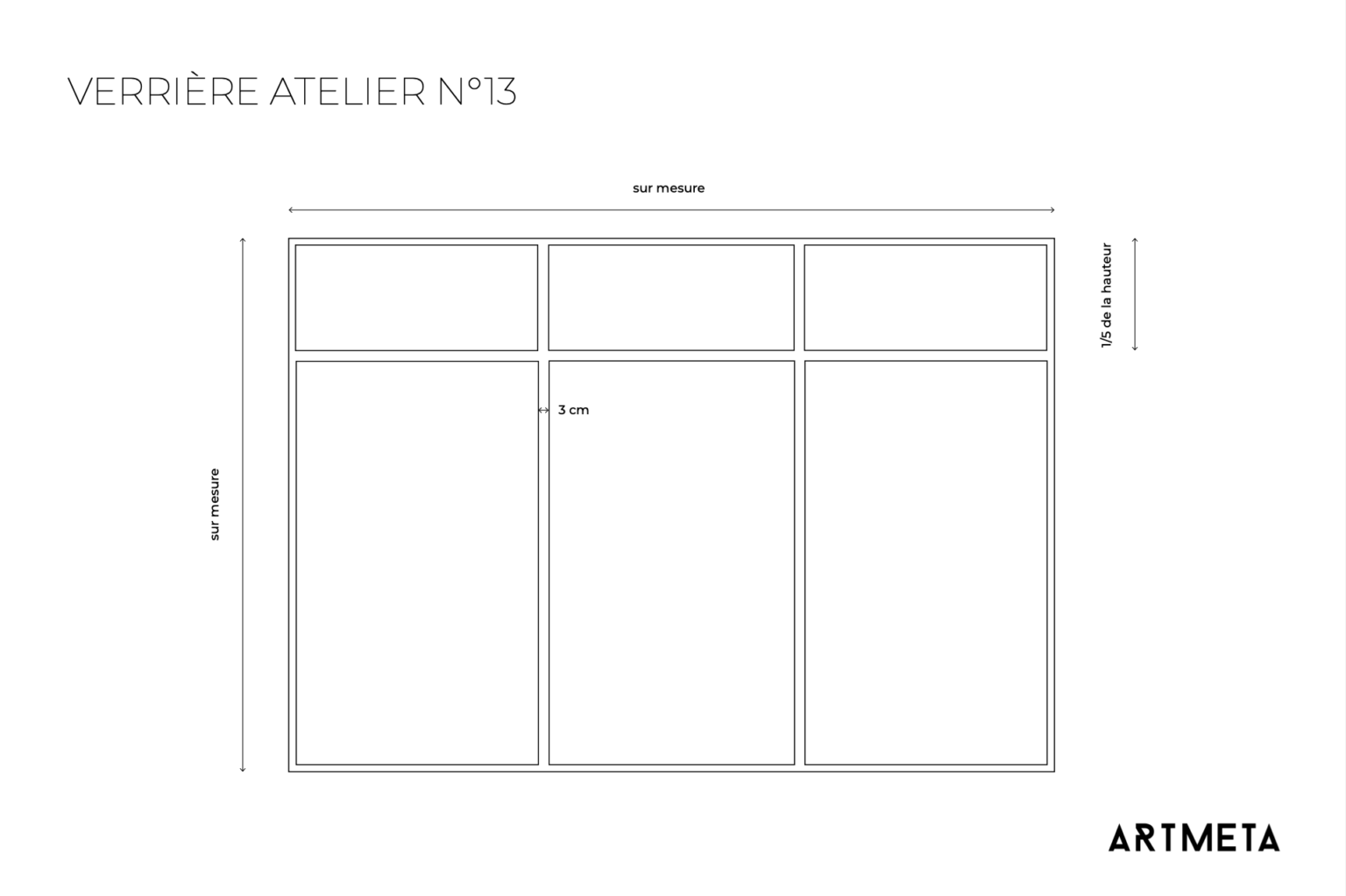 Verrière d'atelier sur mesure en acier - Verre flûte, transparent ou opale blanc_1
