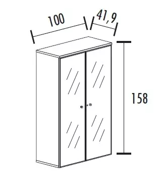Armoire portes battantes en verre, cadre alu avec serrure - 3 étagères - hauteur 158 cm So Madrid_1