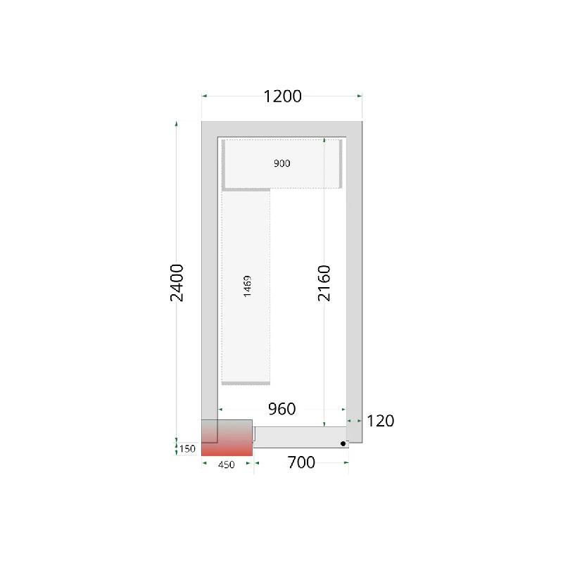 Chambre froide négative CRNF1224 Blanc 1200 x 2400 x 2200 mm TEFCOLD_1