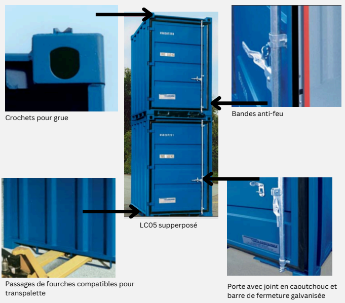 Container de stockage 5 pieds neuf, résistant au feu et à l'eau - Charge utile jusqu'à 1000kg - LC05_1