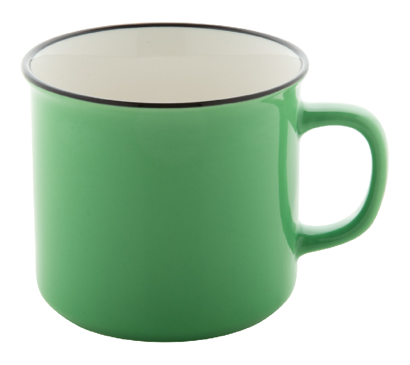 Mug vintage en céramique - bords noirs - 300 ml - intérieur blanc et extérieur coloré - livré en boîte_1